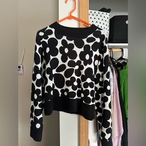 H&M Black & White Floral Print Sweater